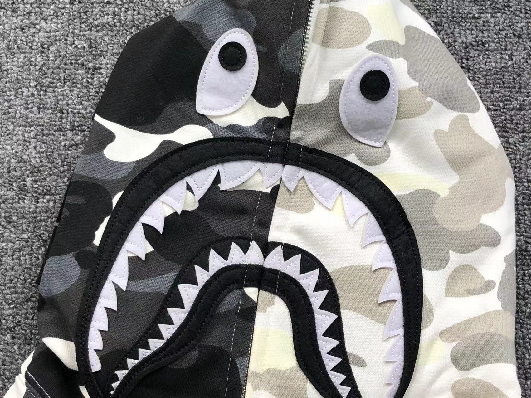 Bape Camo Half and Half Shark Hoodie