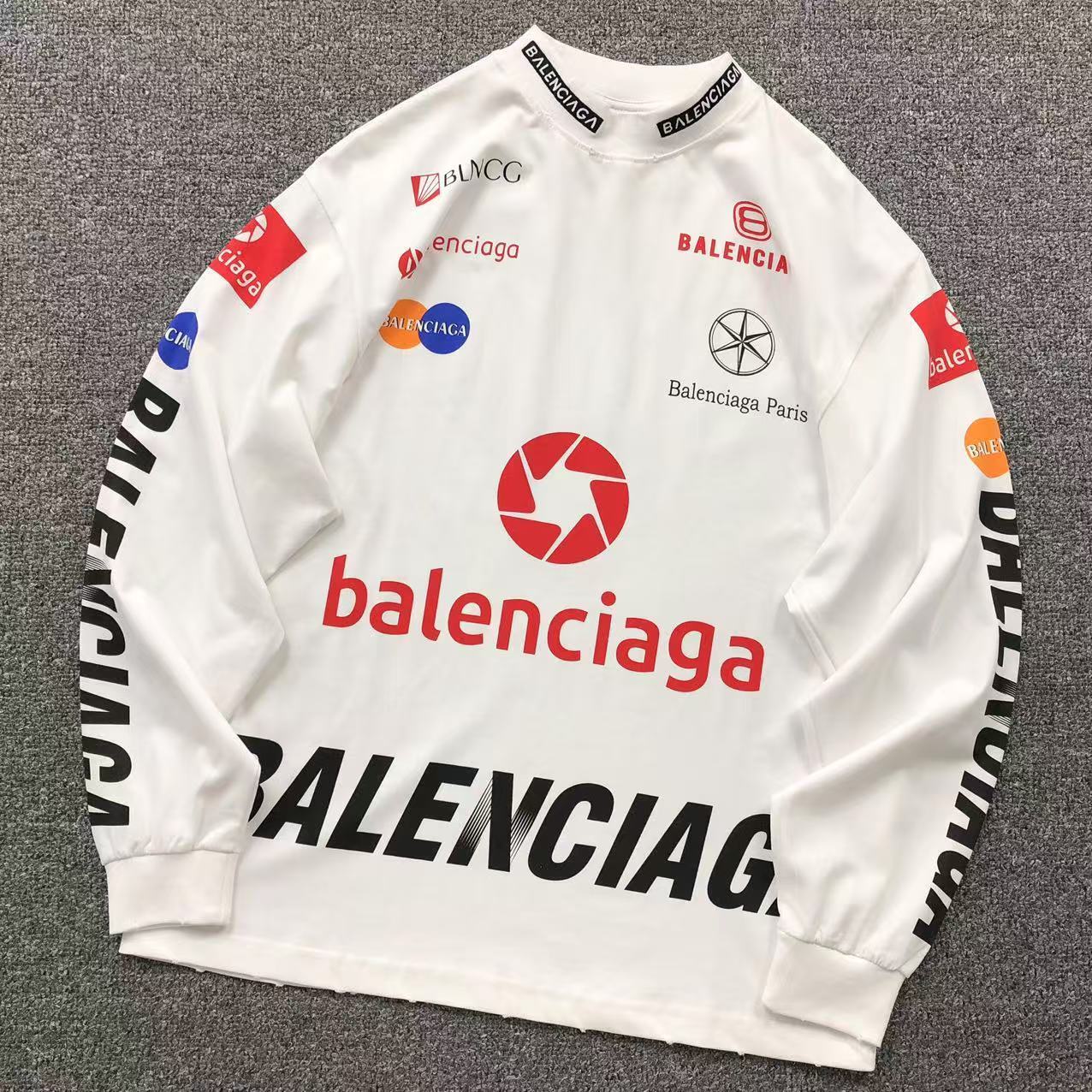 Balenciaga Multi-Logo Print Long Sleeve
