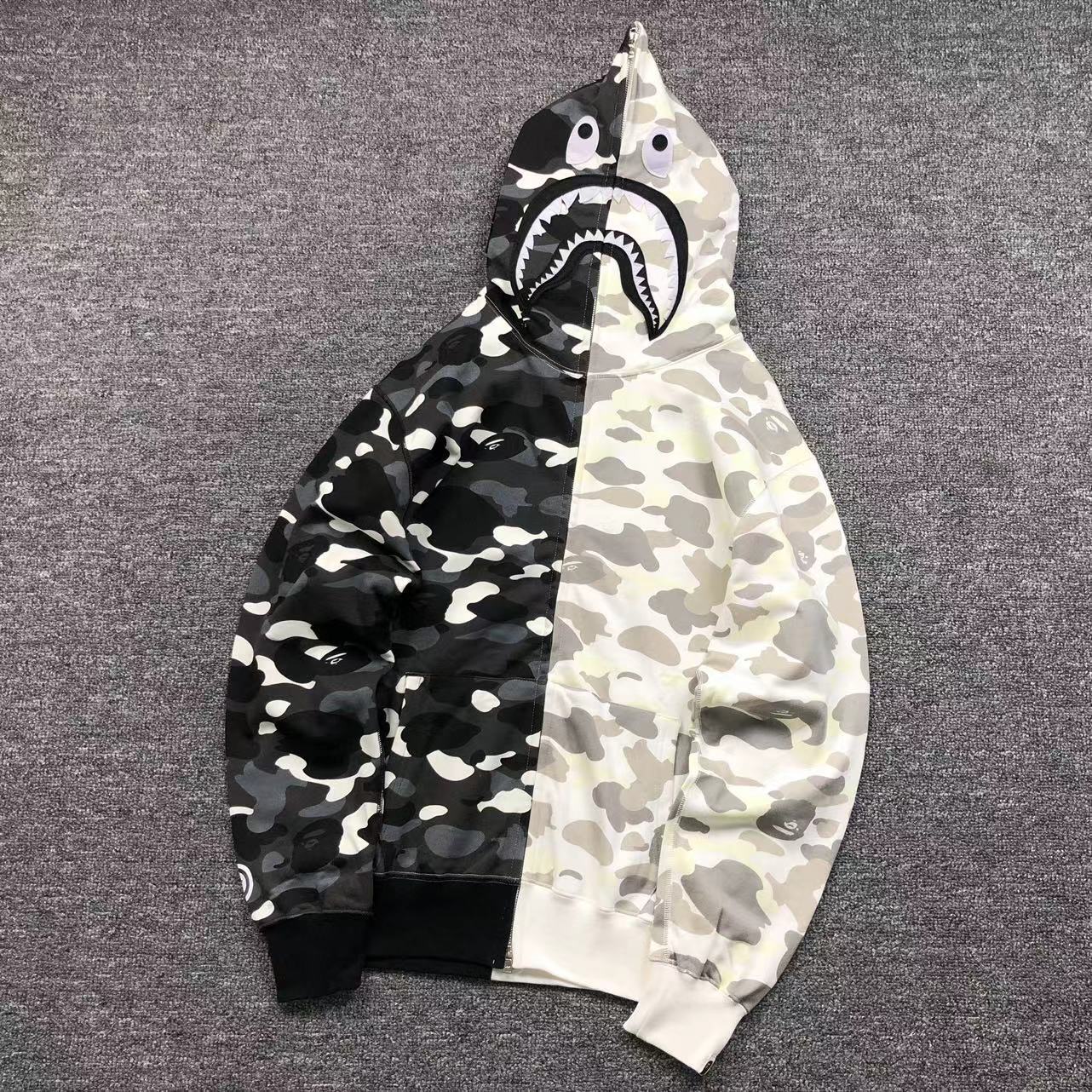 Bape Camo Half and Half Shark Hoodie