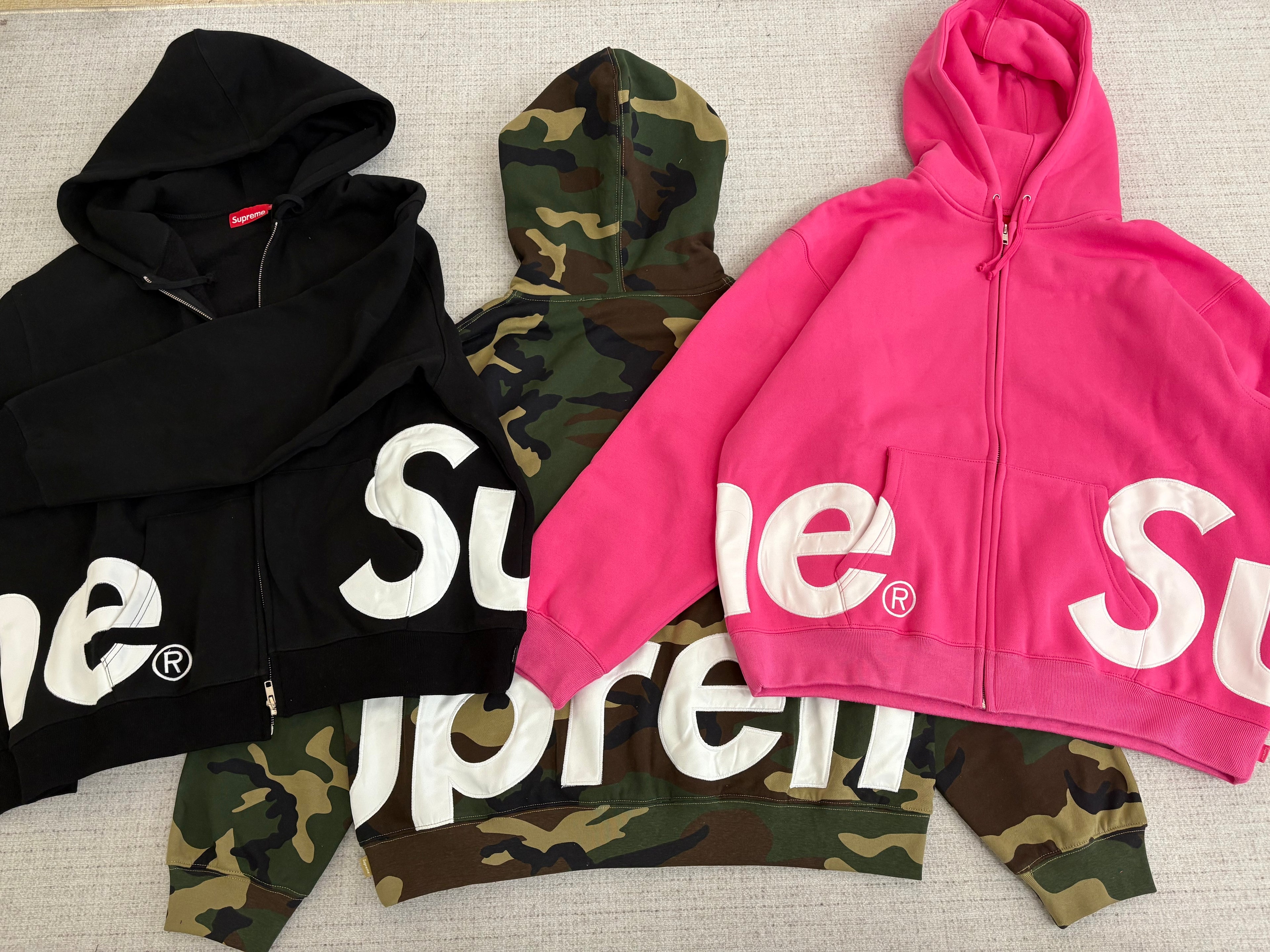Supreme Big Logo Zip Up Hooded Sweatshirt