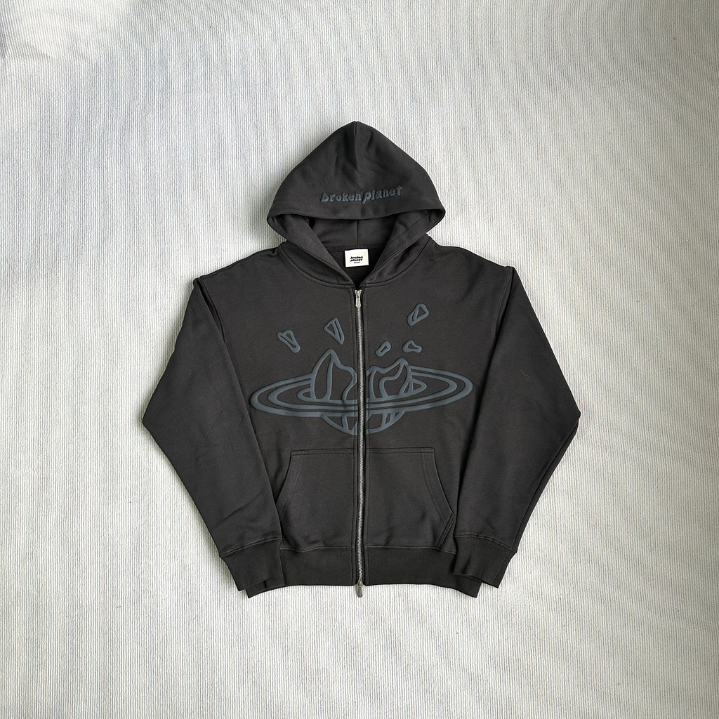 Broken Planet Zip-up Triple Black Hoodie
