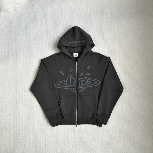 Broken Planet Zip-up Triple Black Hoodie