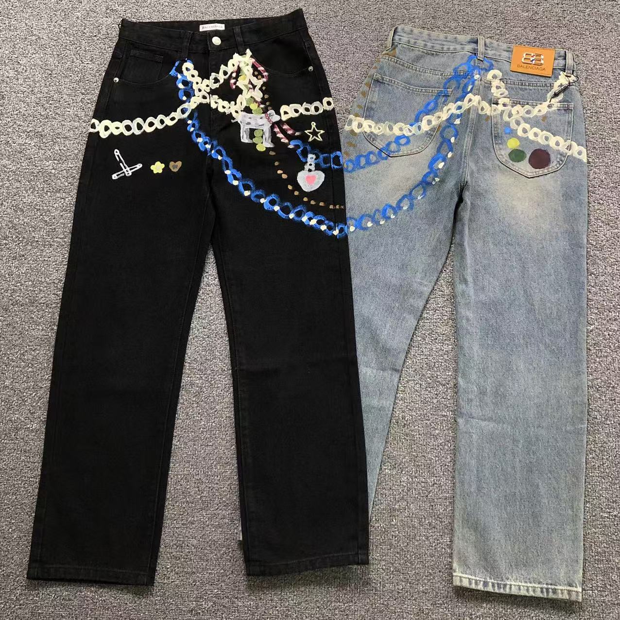 Balenciaga Chain Painted Jeans