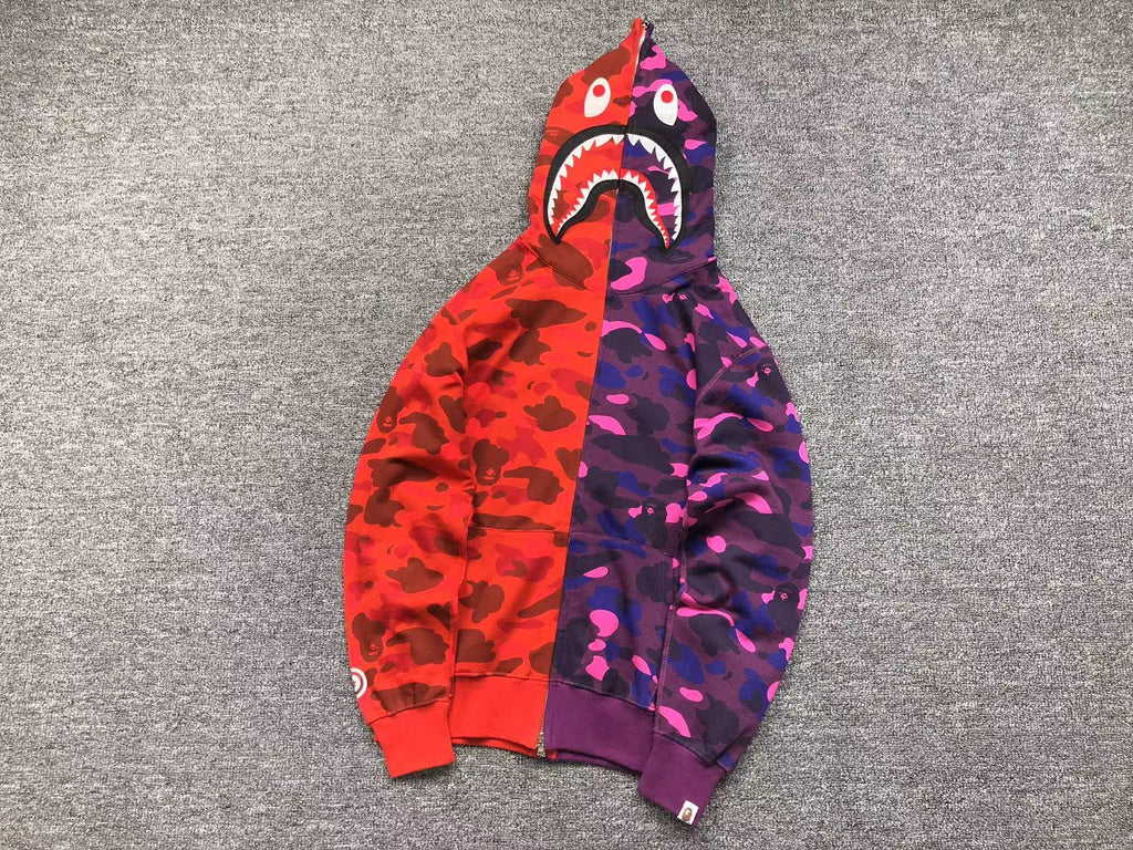 Bape Camo Half and Half Shark Hoodie