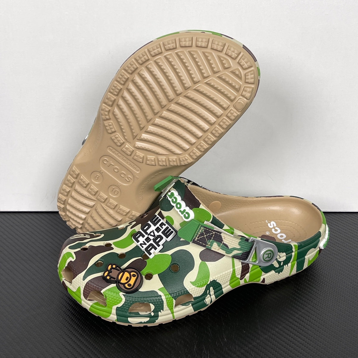 A BATHING APE (BAPE) x Crocs Classic Clog in Green ABC Camo
