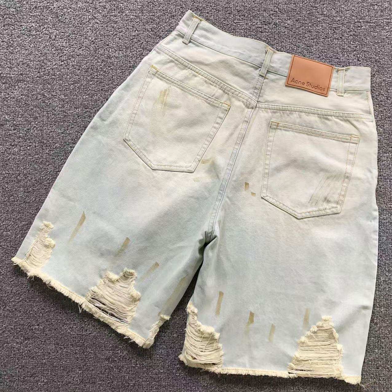 Acne Studios - Rudney Wide-Leg Distressed Denim Shorts