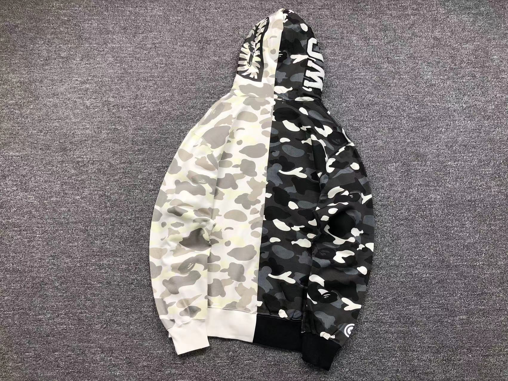 Bape Camo Half and Half Shark Hoodie