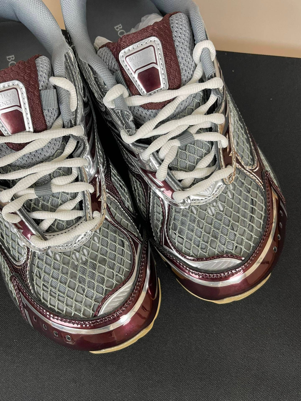 Bottega Veneta Orbit Sneakers Burgundy & Silver