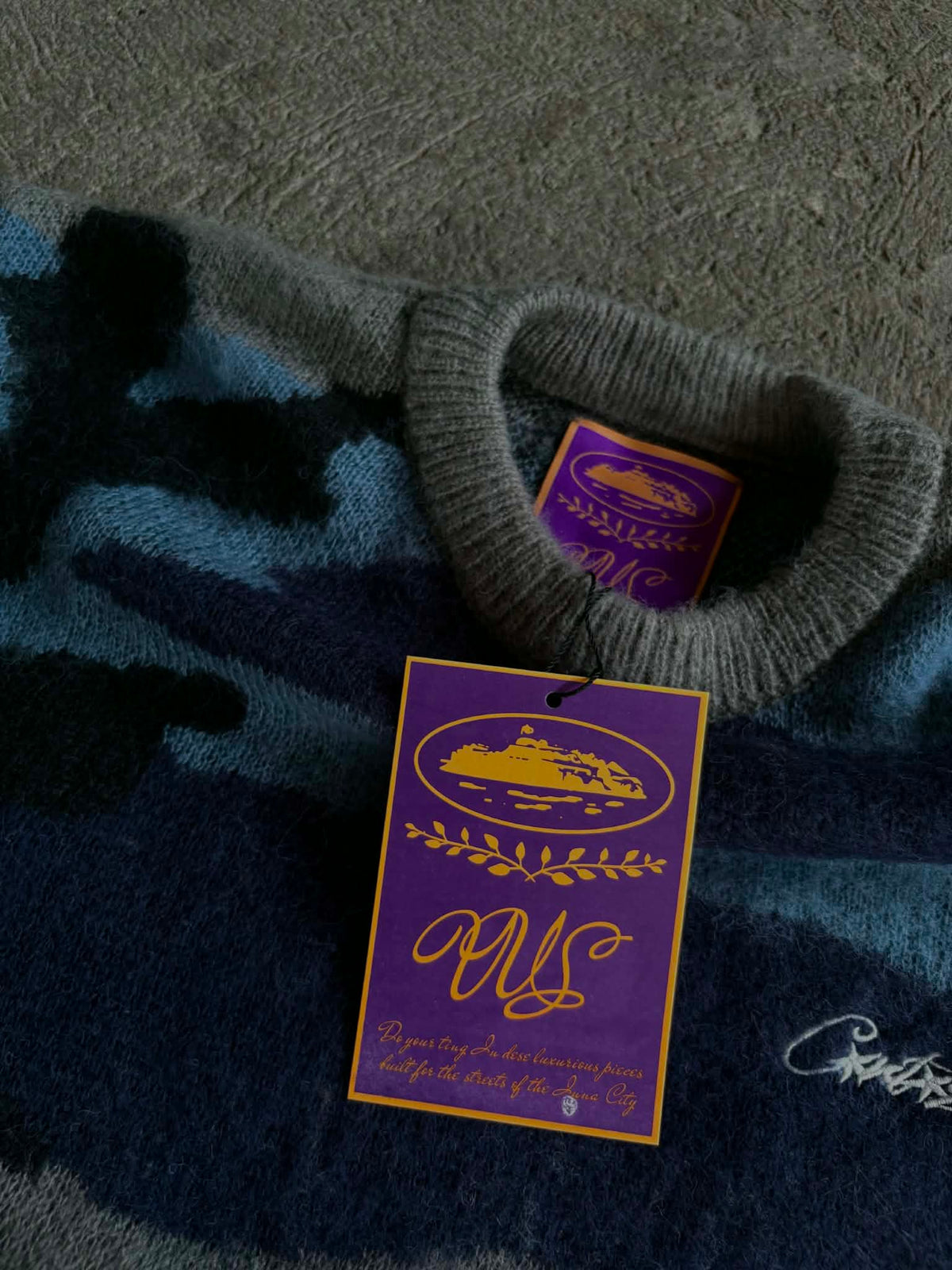 Corteiz Mohair Knit Sweater Ocean Camo (ON-HAND)
