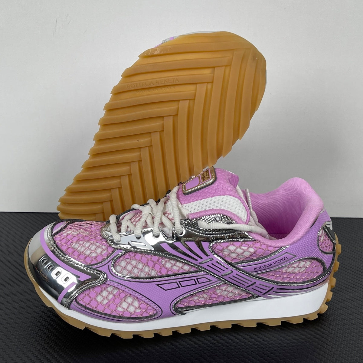 Bottega Veneta Orbit Sneakers Gloss Pink/Silver