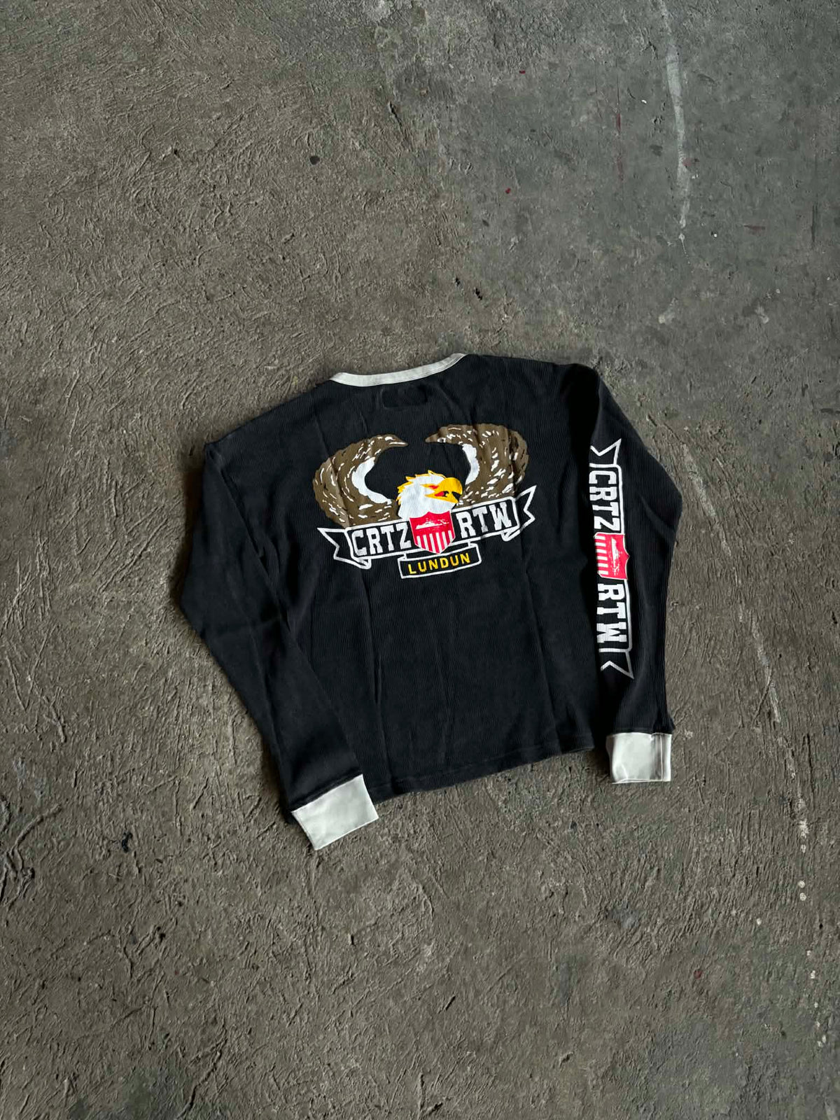 Corteiz Dipset Waffle Long-Sleeve 'Washed Black' (ON-HAND)