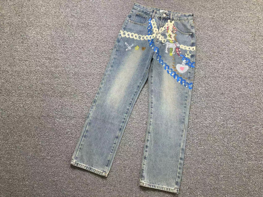 Balenciaga Chain Painted Jeans