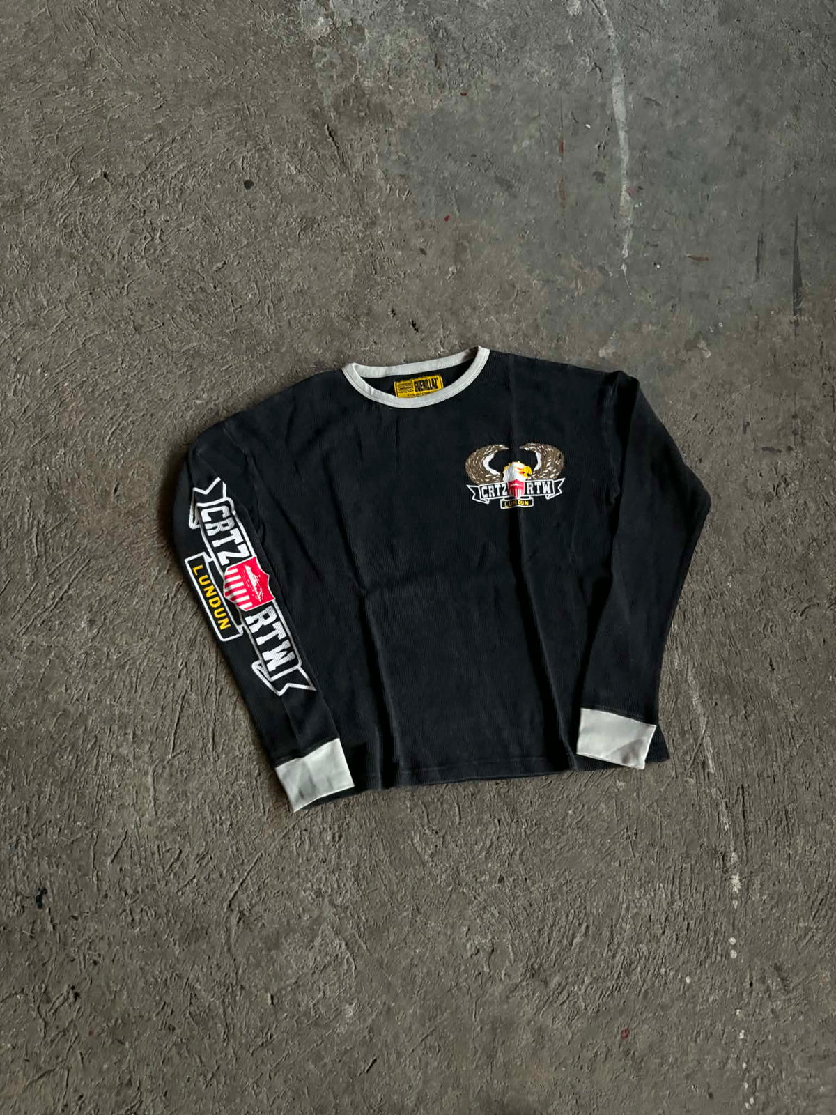 Corteiz Dipset Waffle Long-Sleeve 'Washed Black' (ON-HAND)