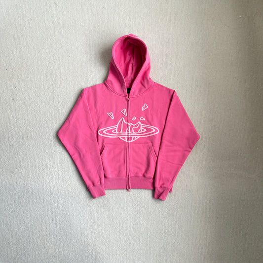 Broken Planet Zip-up Pink Hoodie