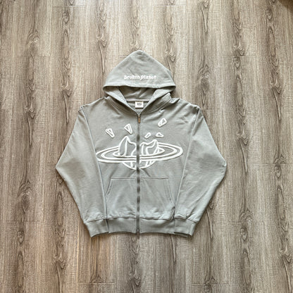 Broken Planet Zip-up Stone Gray Set
