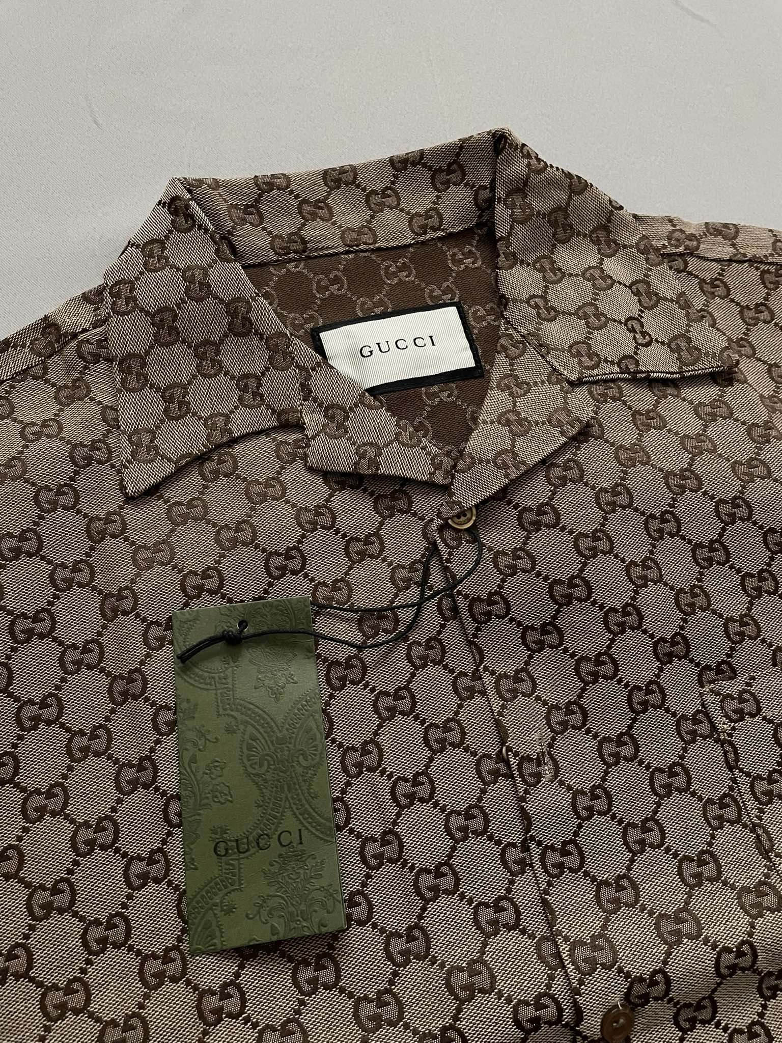 GUCCI Camp-Collar Monogrammed Polo