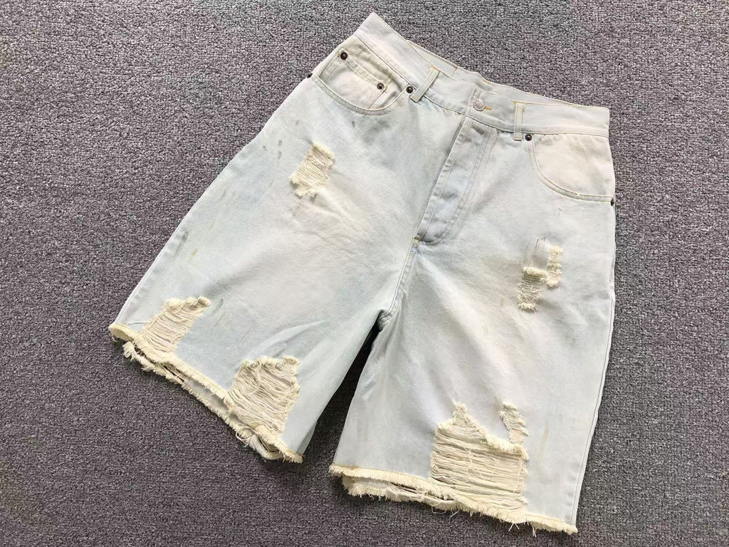 Acne Studios - Rudney Wide-Leg Distressed Denim Shorts