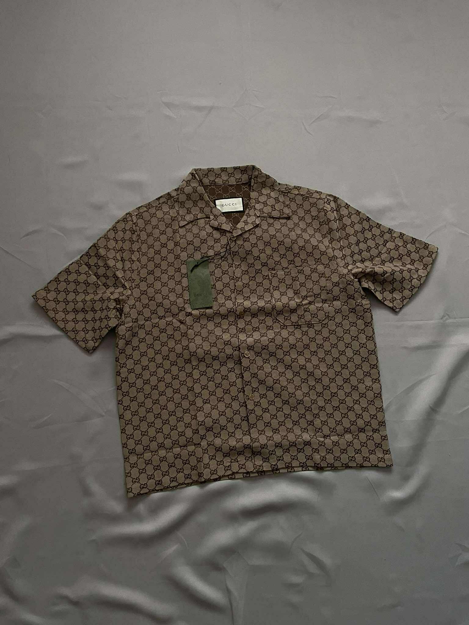 GUCCI Camp-Collar Monogrammed Polo