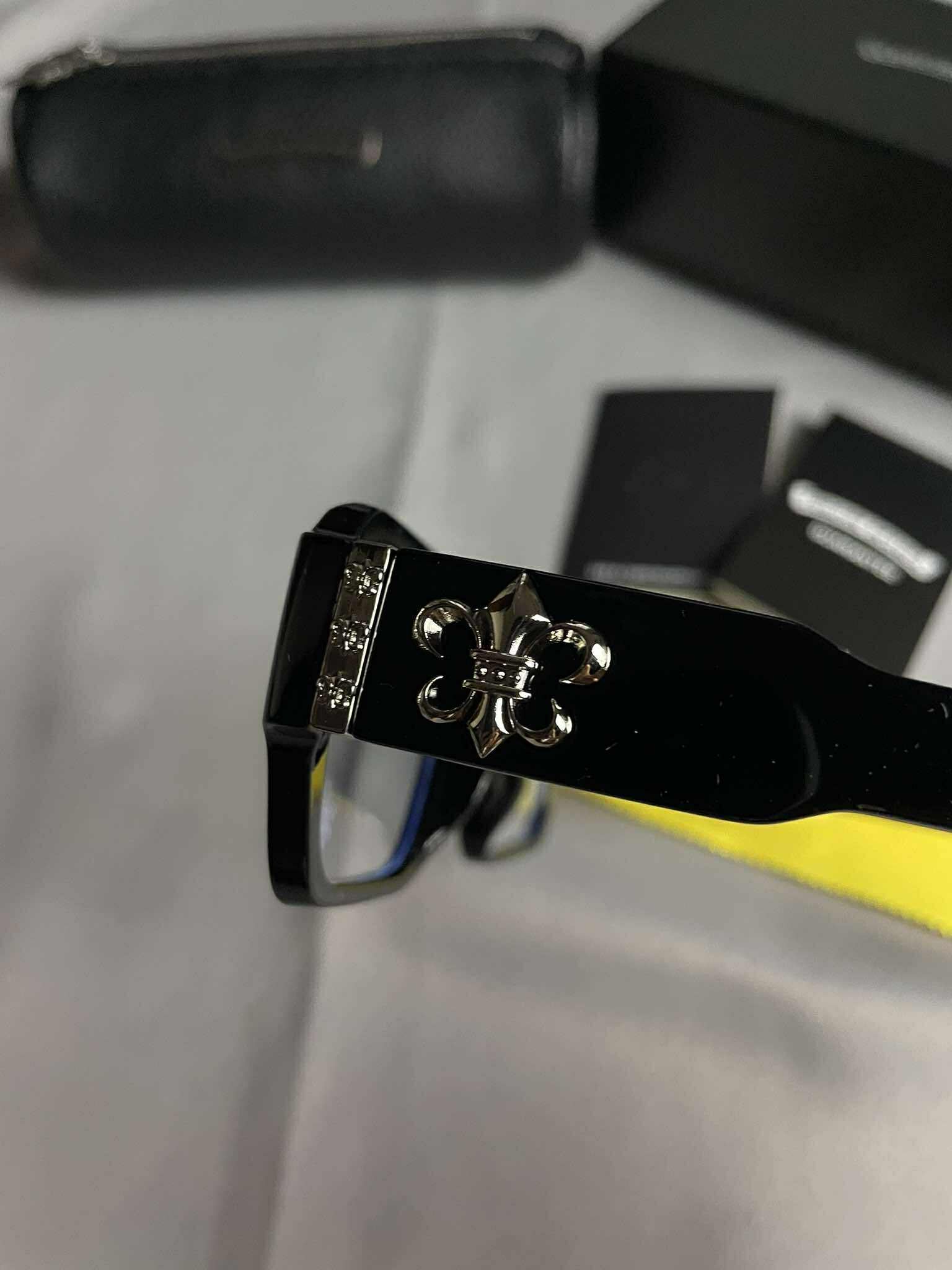Chrome Hearts Black Rectangular Frame Glasses