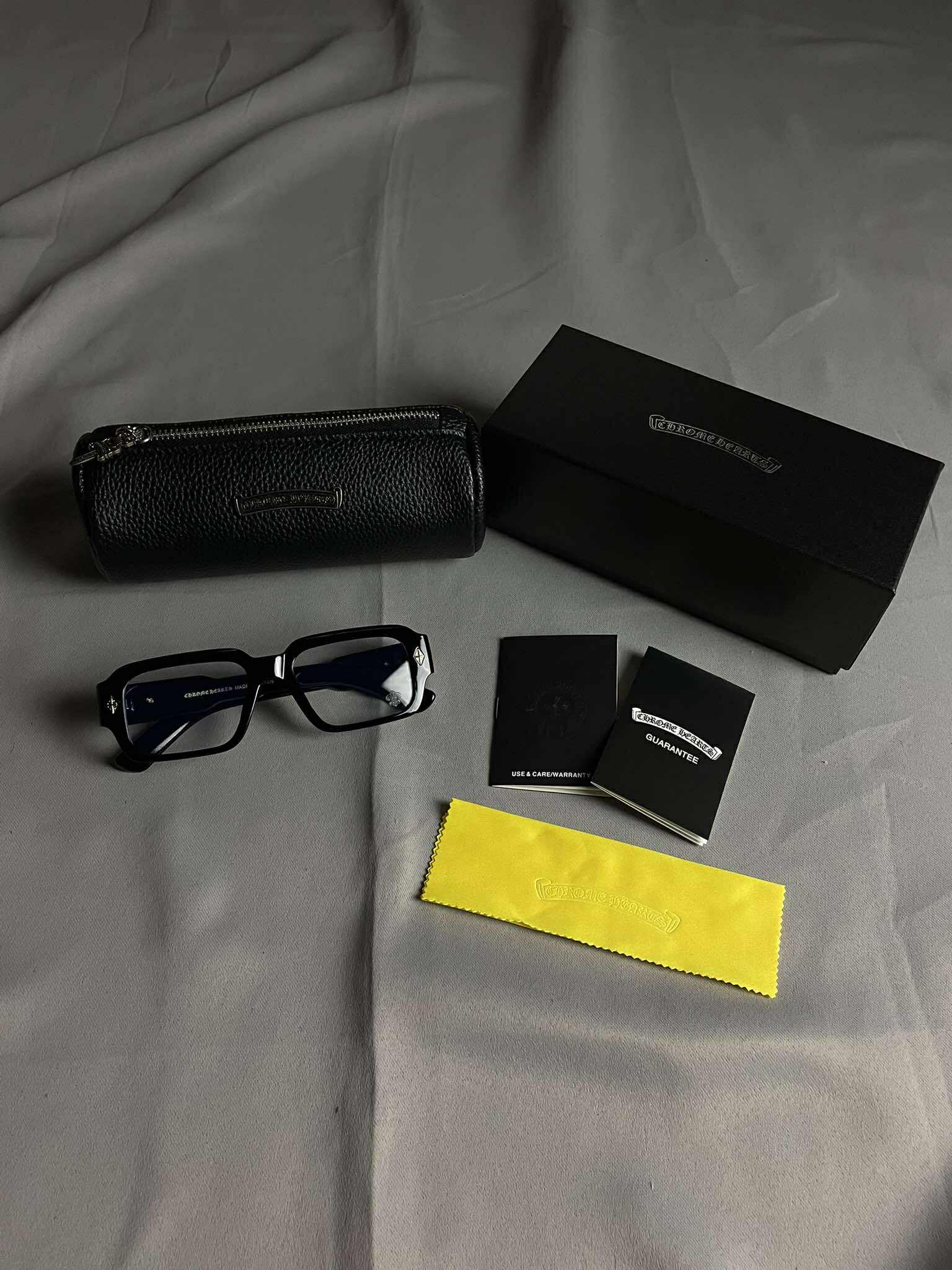 Chrome Hearts Black Rectangular Frame Glasses