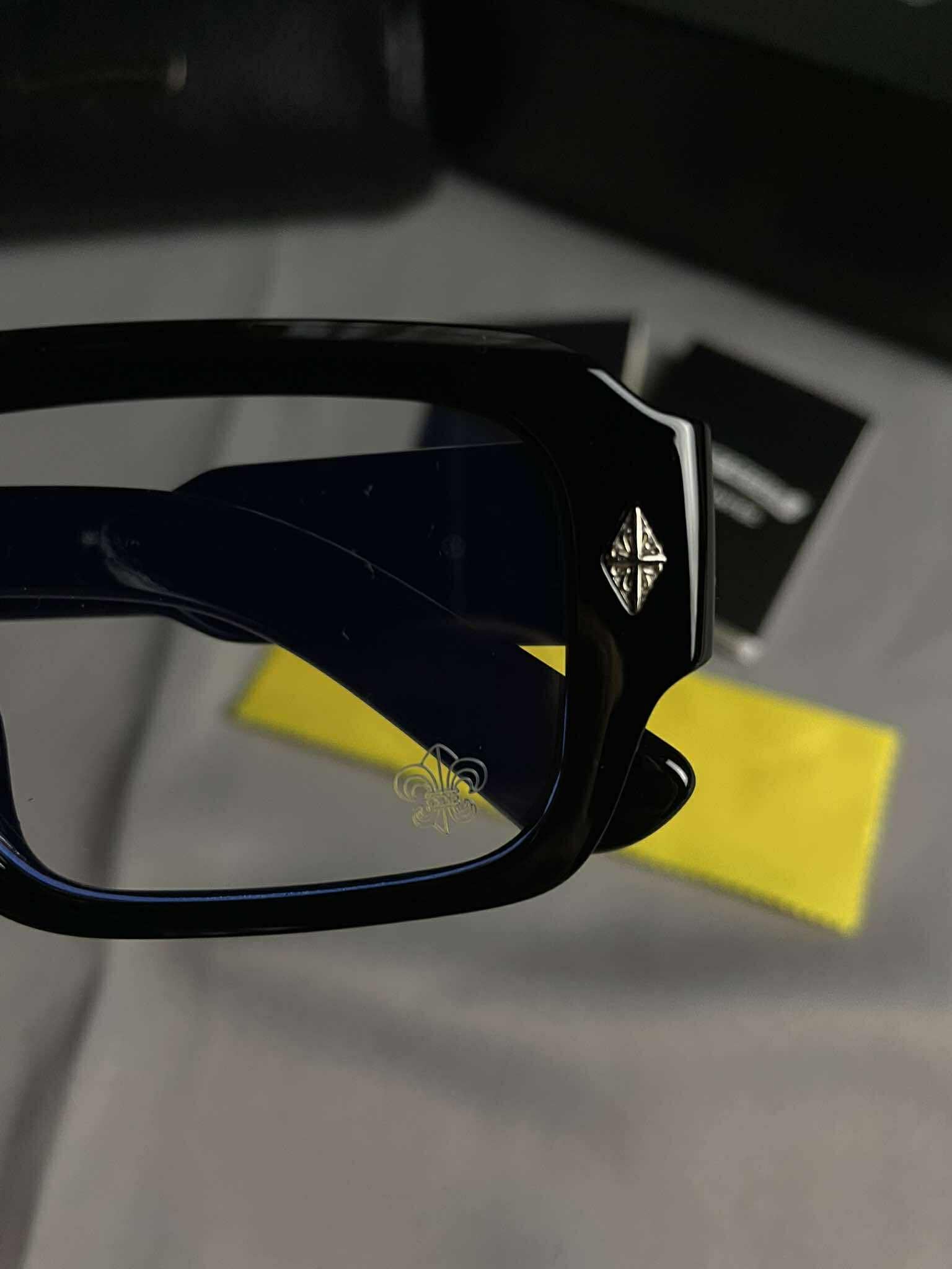 Chrome Hearts Black Rectangular Frame Glasses