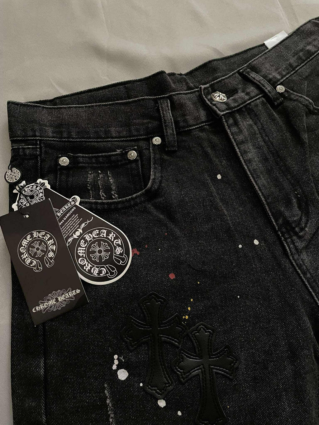 Chrome Hearts Paint Splattered Jorts