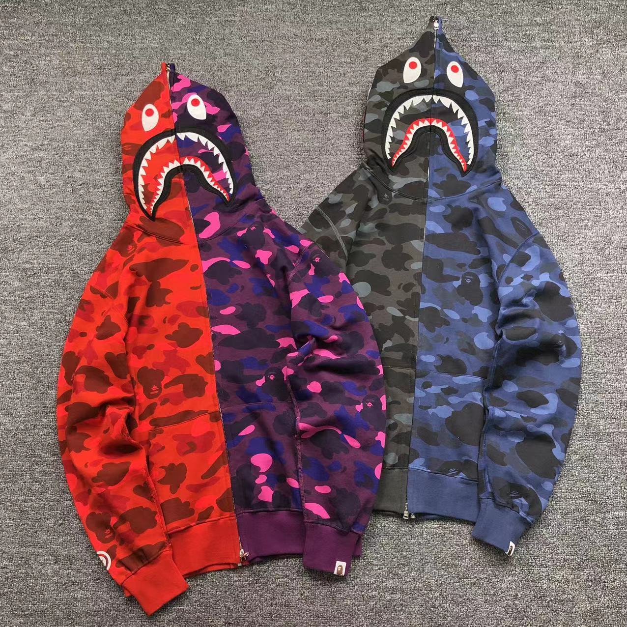 Bape Camo Half and Half Shark Hoodie