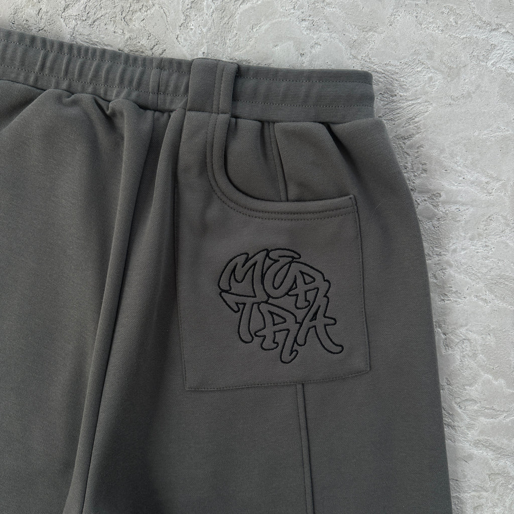 Mertra Embroided Dark-gray Shorts