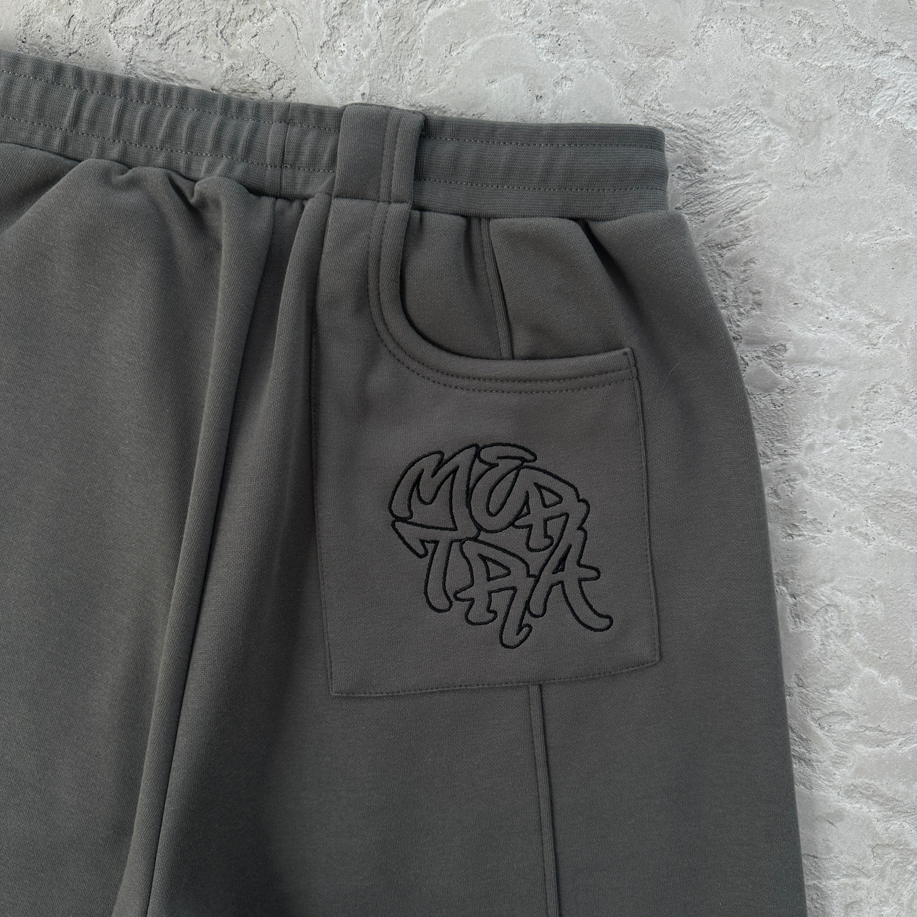 Mertra Embroided Dark-gray Shorts