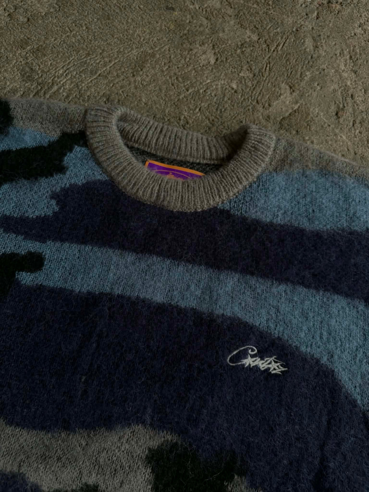 Corteiz Mohair Knit Sweater Ocean Camo (ON-HAND)
