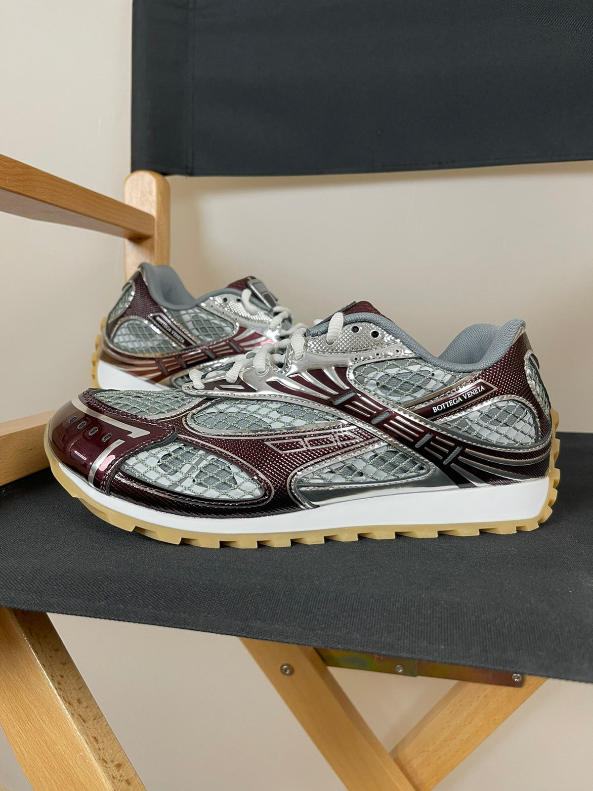 Bottega Veneta Orbit Sneakers Burgundy & Silver