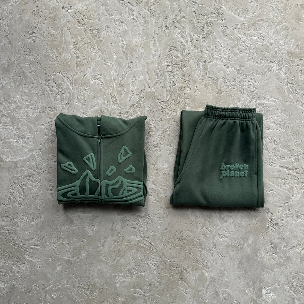 Broken Planet Zip-up Emerald Green Set