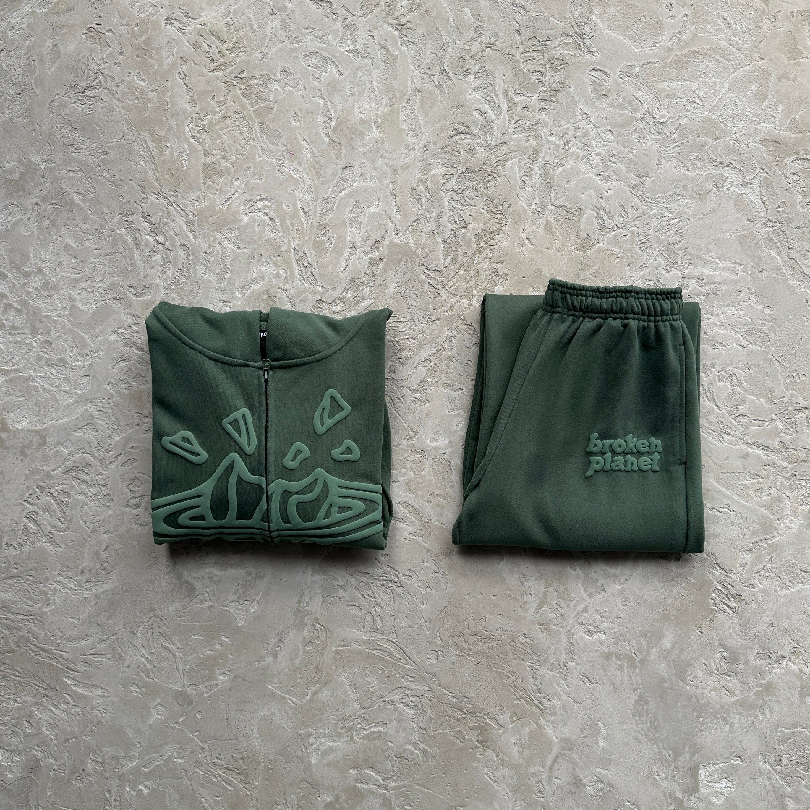 Broken Planet Zip-up Emerald Green Set