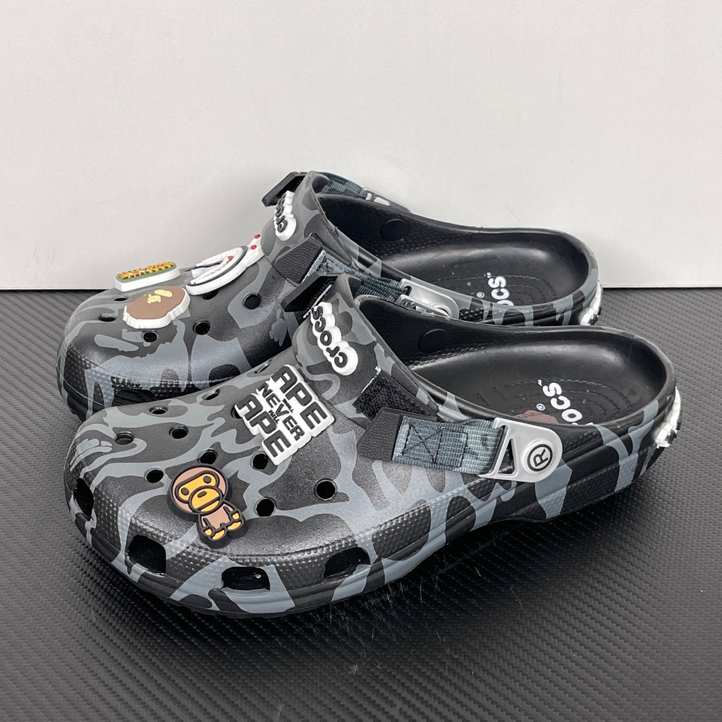 A BATHING APE (BAPE) x Crocs Classic Clog in Black ABC Camo