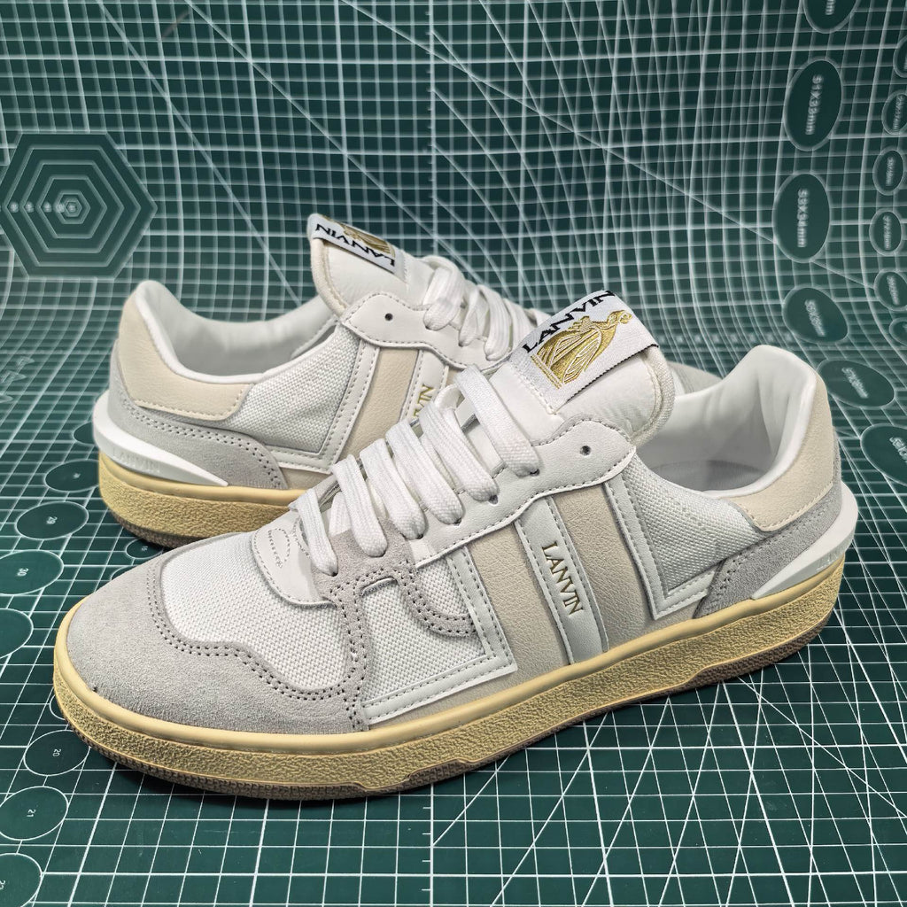 Lanvin White/Beige Clay Sneakers
