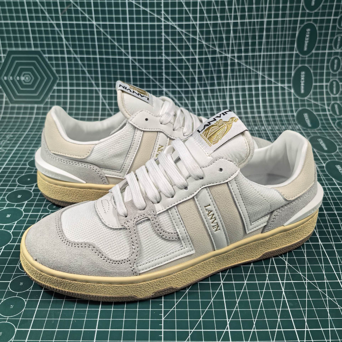Lanvin White/Beige Clay Sneakers