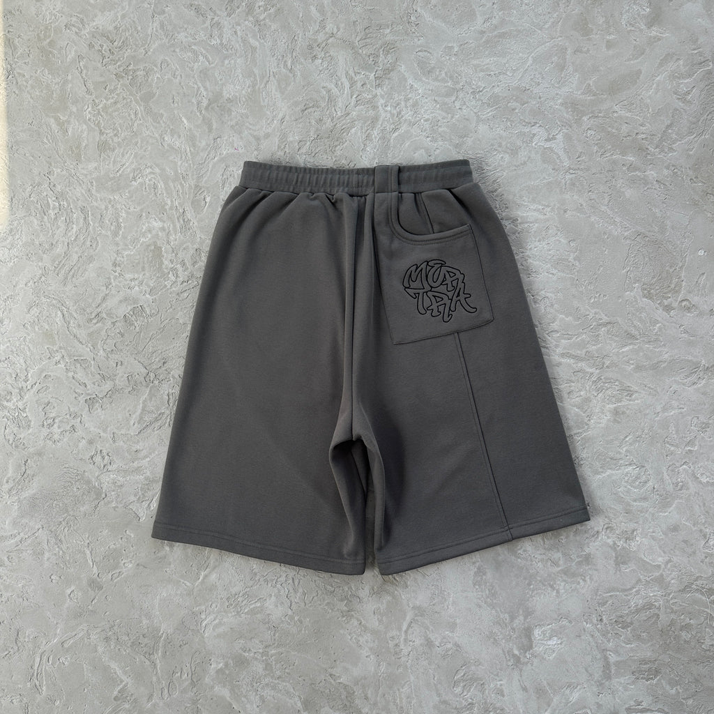 Mertra Embroided Dark-gray Shorts