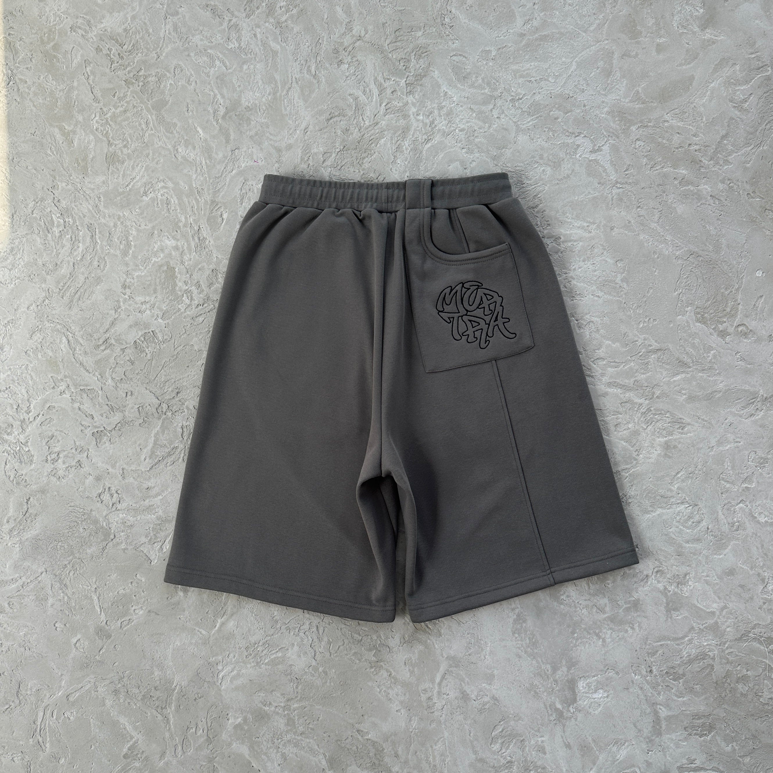 Mertra Embroided Dark-gray Shorts