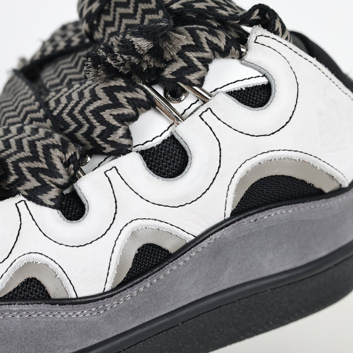 Lanvin Curb Sneakers in White/Anthracite