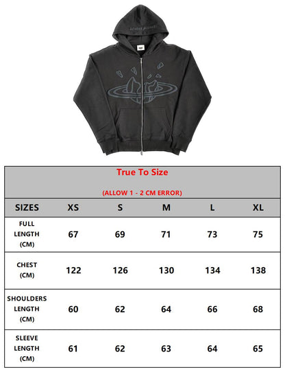 Broken Planet Zip-up Triple Black Hoodie