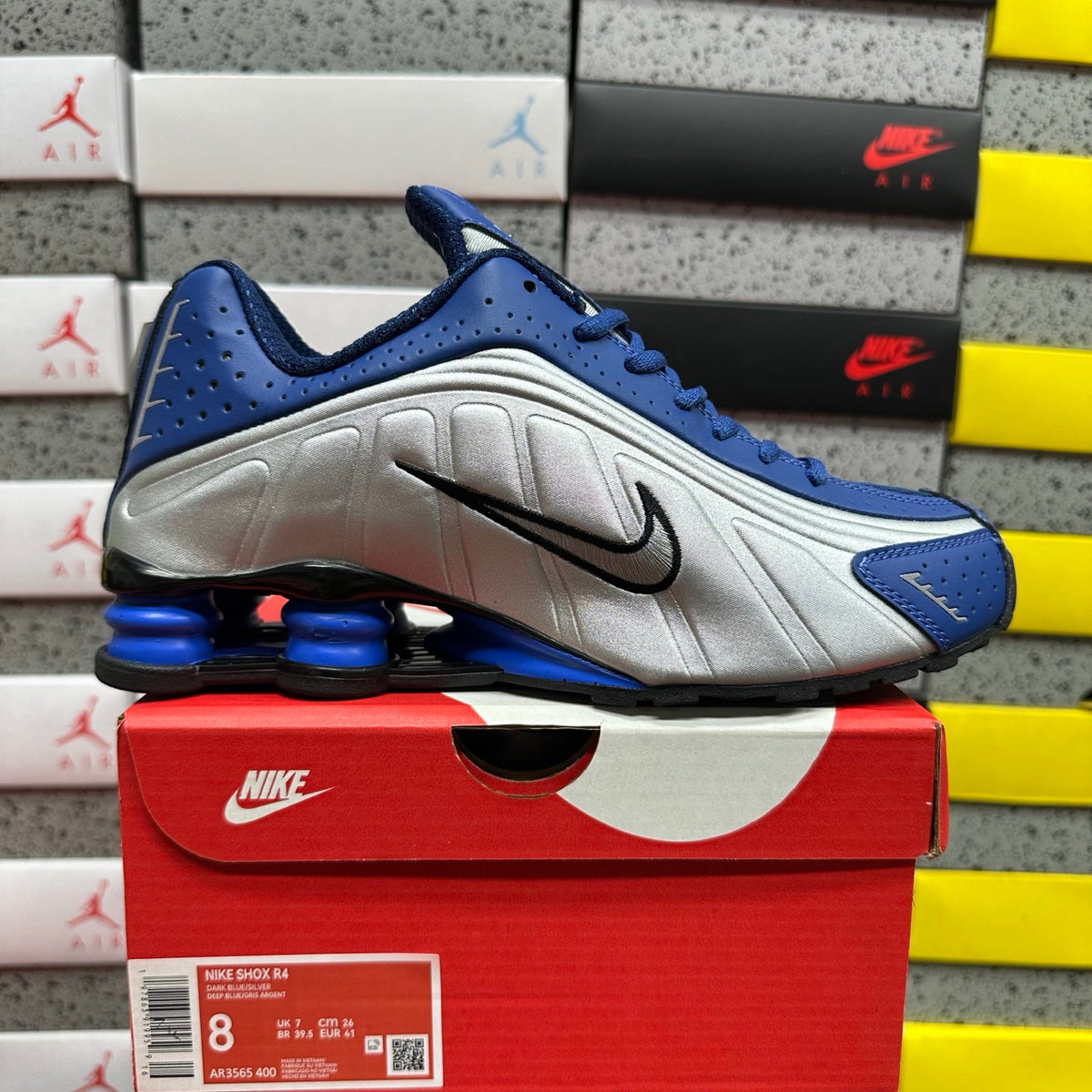 Nike Shox R4 Metallic Silver/Blue
