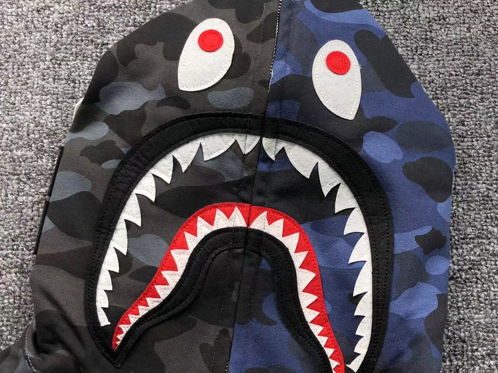 Bape Camo Half and Half Shark Hoodie