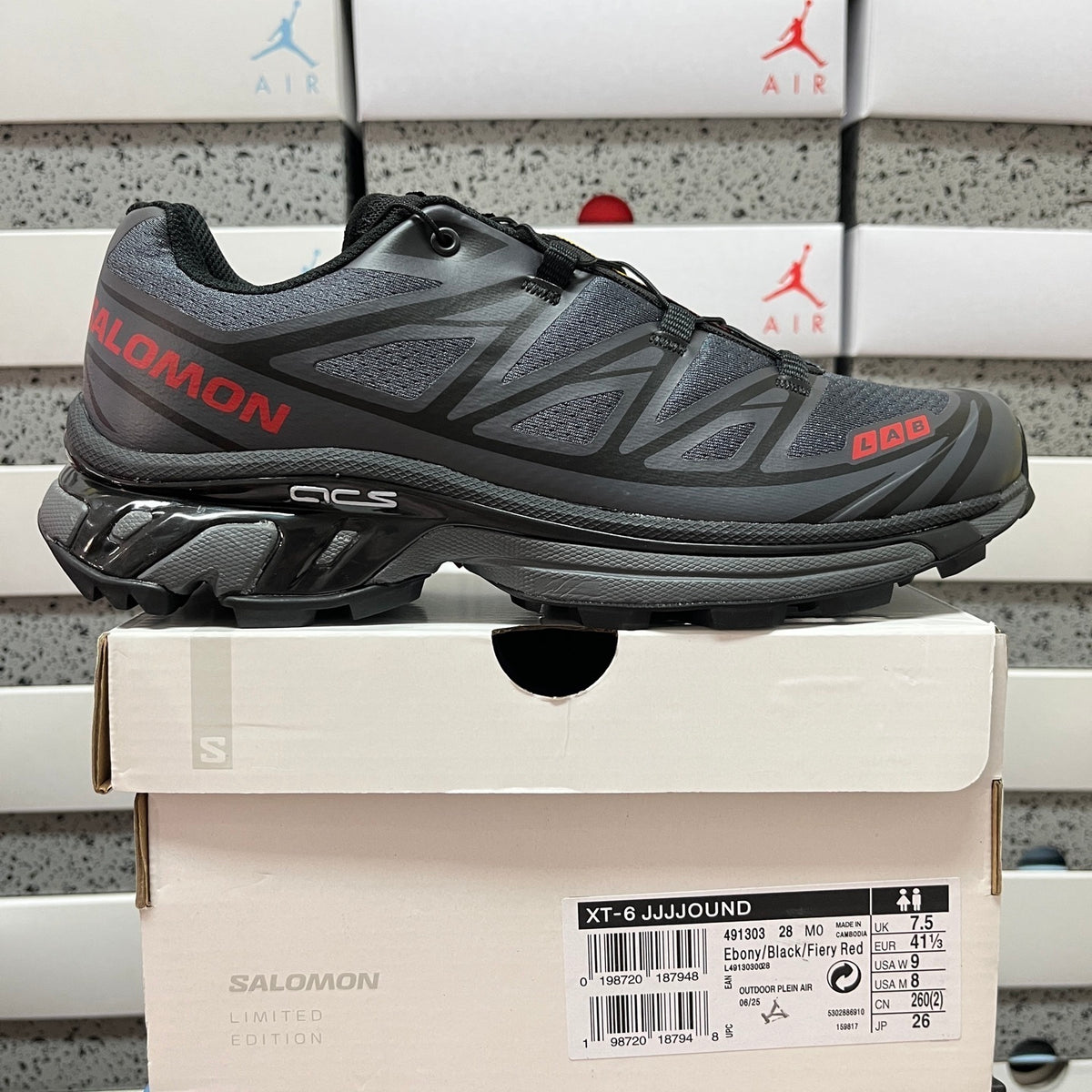 Salomon XT-6 JJJJound Black Fiery Red