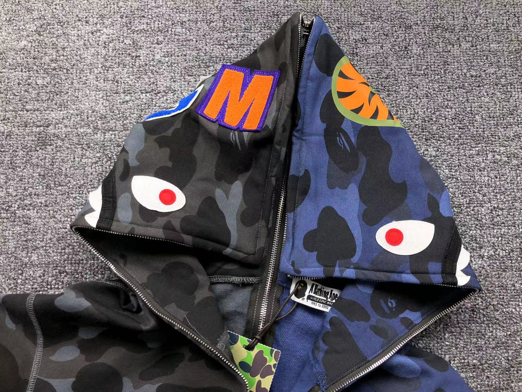 Bape Camo Half and Half Shark Hoodie