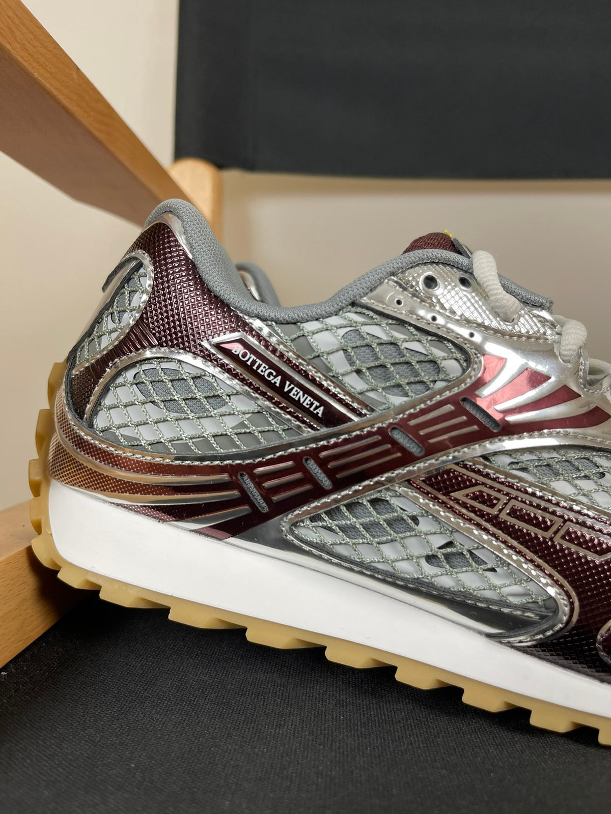 Bottega Veneta Orbit Sneakers Burgundy & Silver