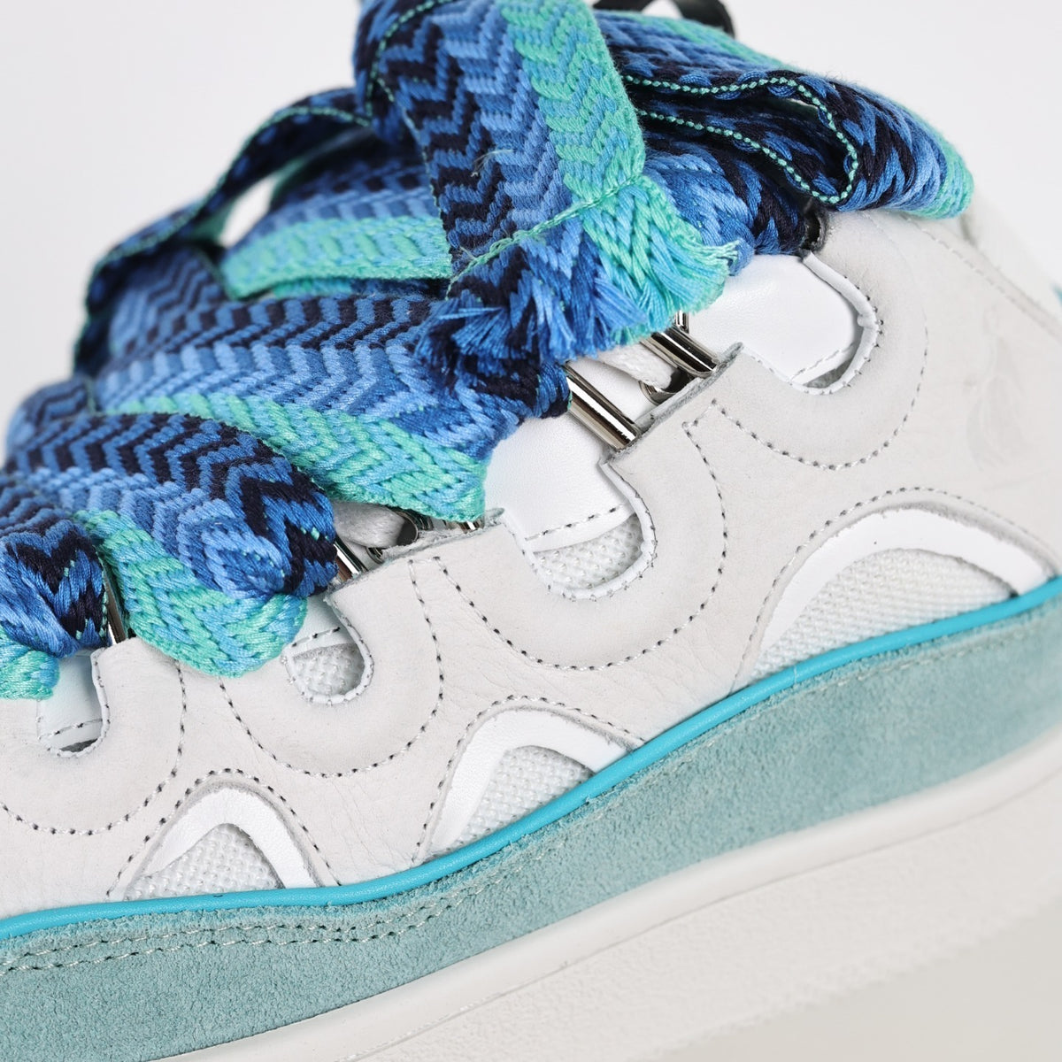 Lanvin Curb Sneakers in White/Blue