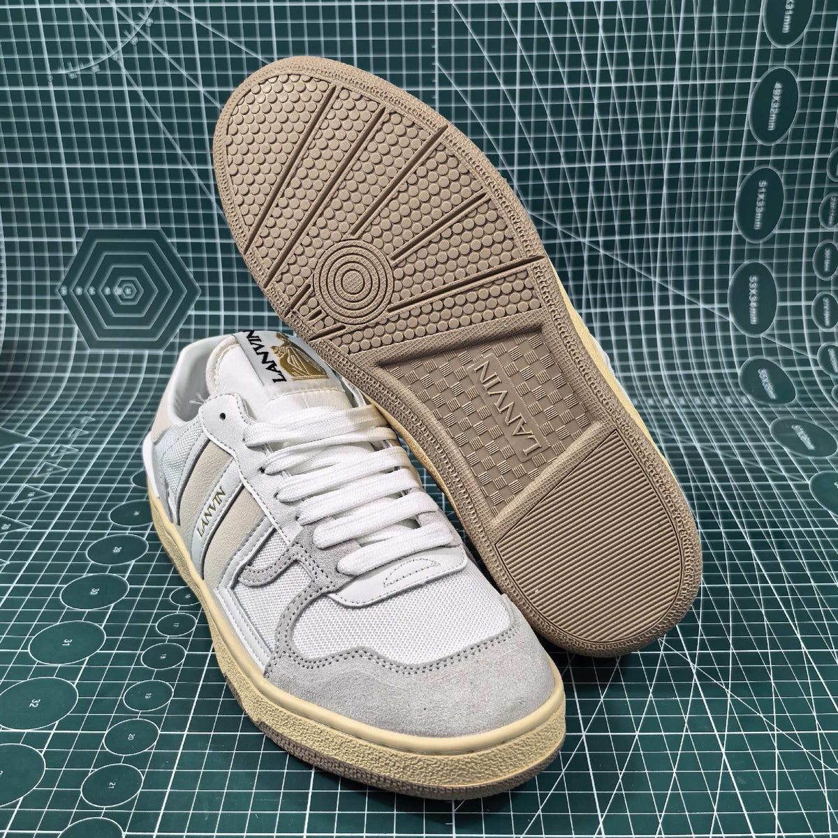 Lanvin White/Beige Clay Sneakers