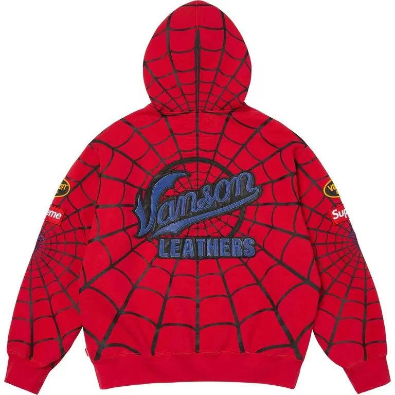 Supreme x Vanson Leathers x Marvel Spider-Man Hoodie