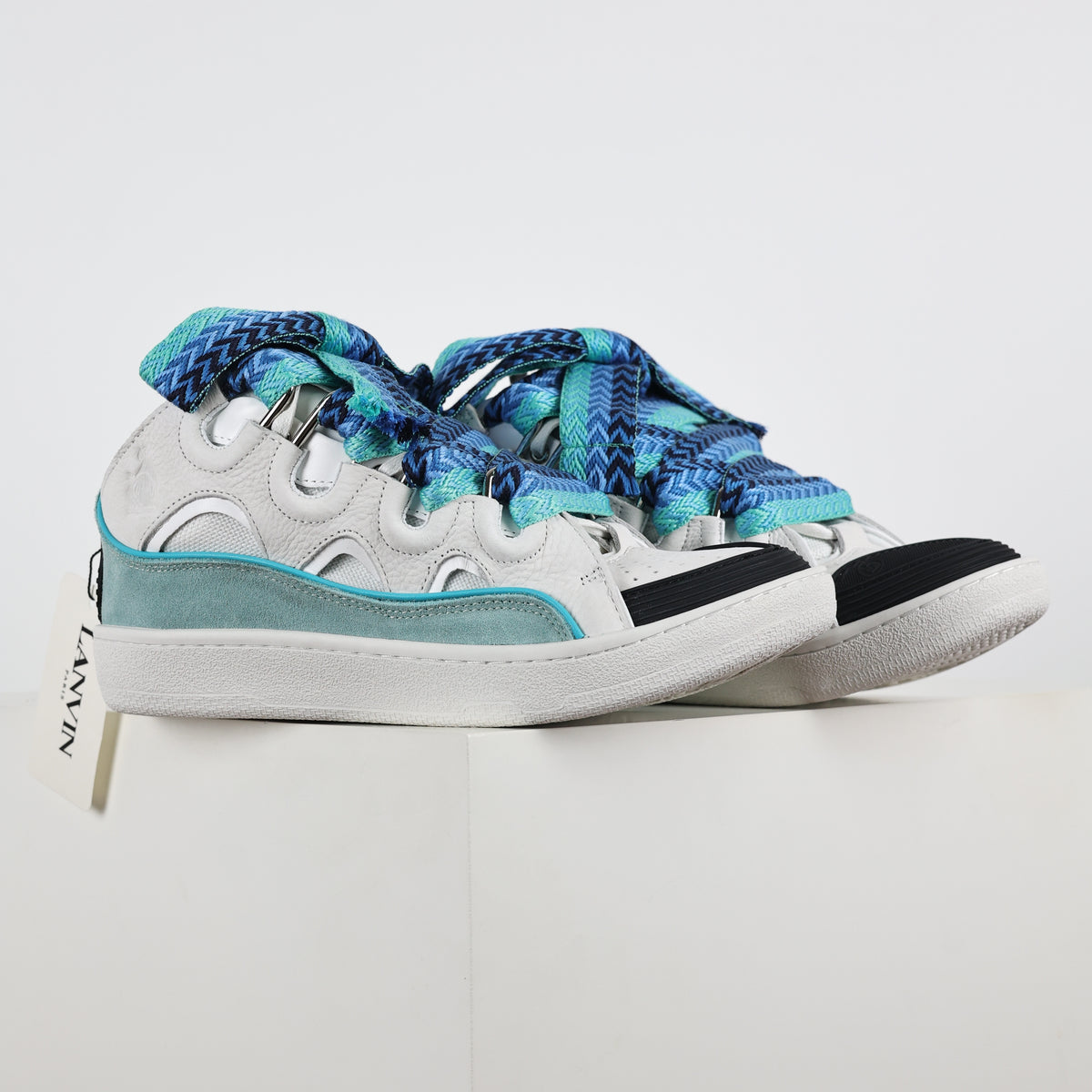 Lanvin Curb Sneakers in White/Blue