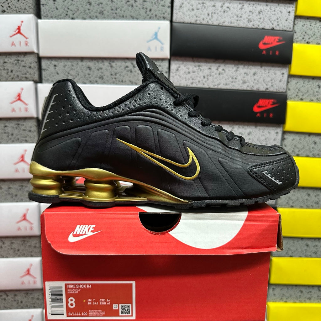 Nike Shox R4  Black and Metallic Gold